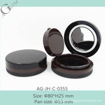 AG-JH-C-0355 AGPM Cosmetic Packaging Custom Round Rotatable Unscrew-Lid Face Powder Box With Mirror